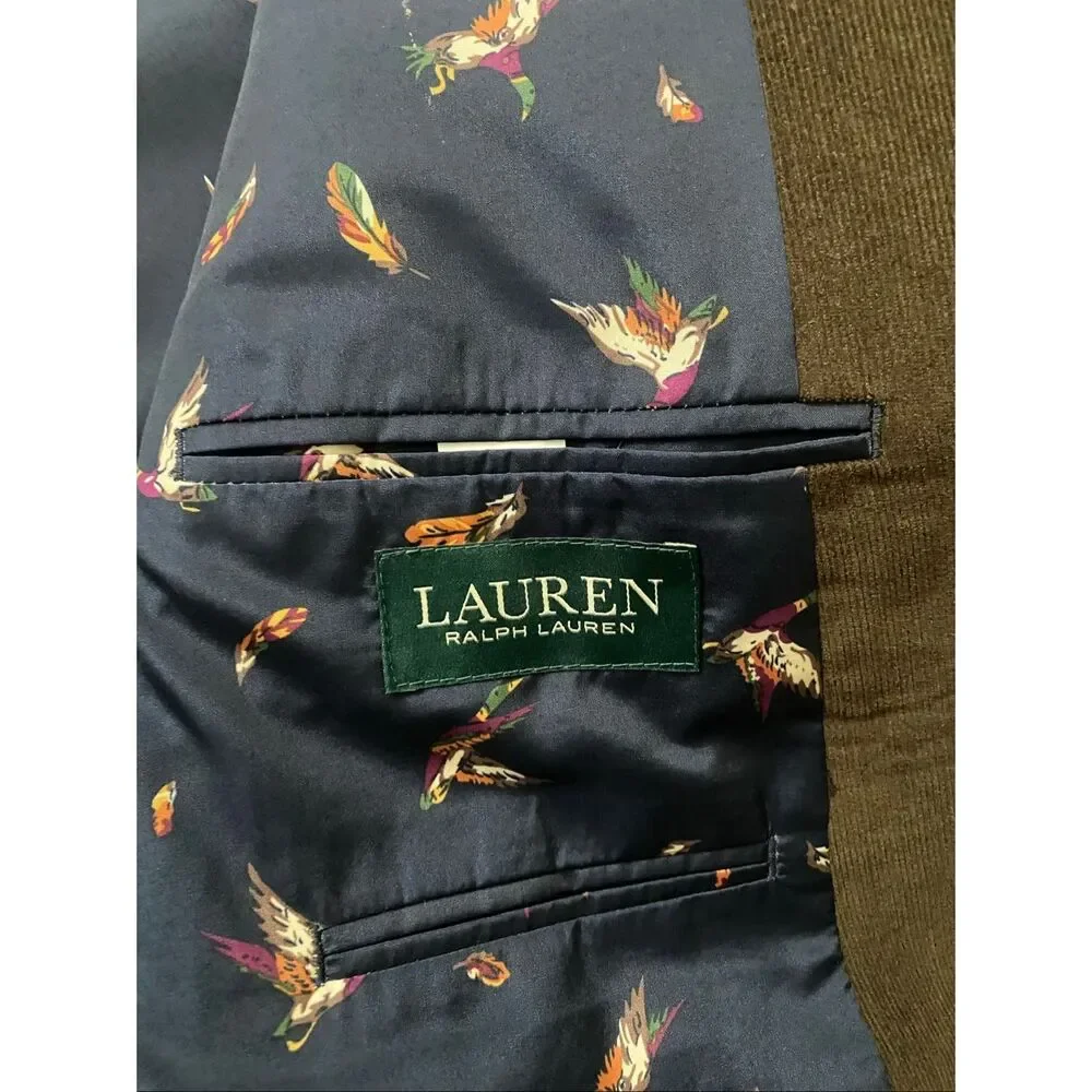 Ralph Lauren men 46XL 2 button corduroy blazer w/patch elbows brown